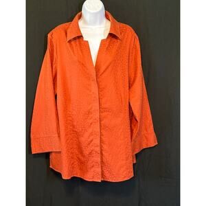INVESTMENTS Gold Fall Rust Safari Print Business Office Casual Blouse 20W